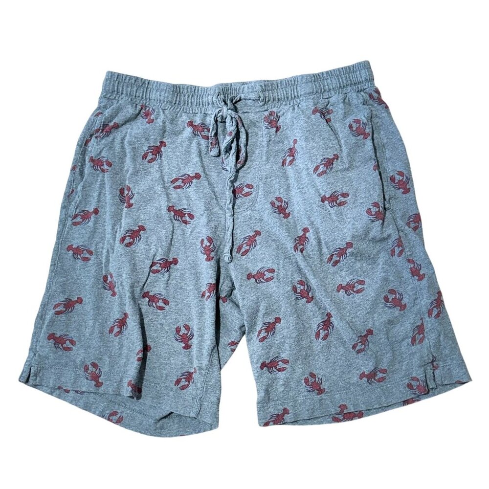GAP Gray Lobster Print Shorts Drawstring Pockets Casual Jogger Elastic Medium